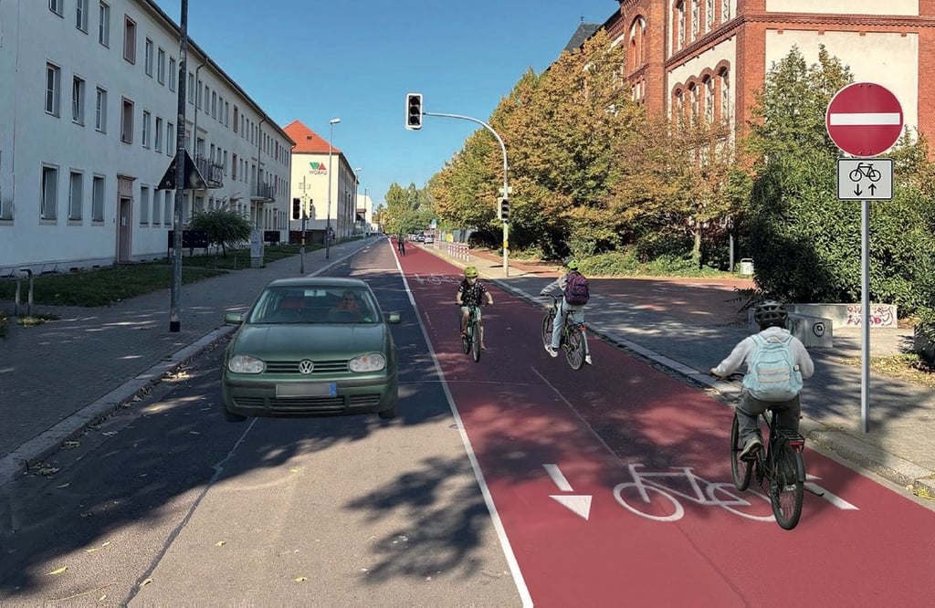 So stellen sich die Grünen die mögliche Verkehrsführung vor, wenn die Magdeburger Nachtweide zur Einbahnstraße wird.