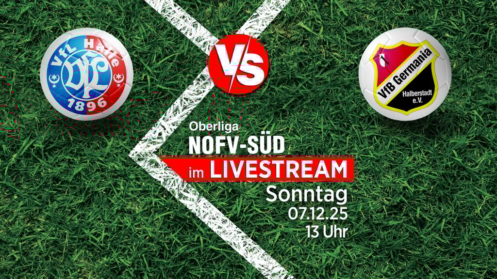 In der NOFV-Oberliga Süd trifft der VfL Halle 96 auf den VfB Germania Halberstadt. Volksstimme und Mitteldeutsche Zeitung übertragen am 7. Dezember im Livestream.