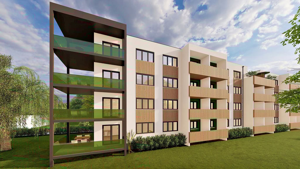 Balkone und innenliegende Dachterrassen sind die Highlights beim anstehenden Umbau des Wohnblocks in Wolfen-Nord. 