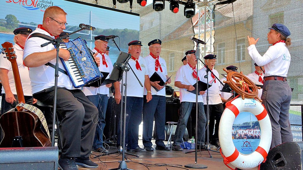 Der Shanty-Chor beim Brunnenfest-Auftritt.