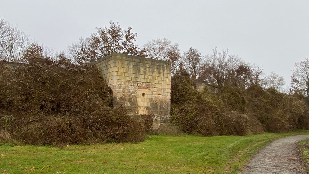 Blick auf die Stadtmauer im Bereich der Schwanebecker Straße in Halberstadt.
