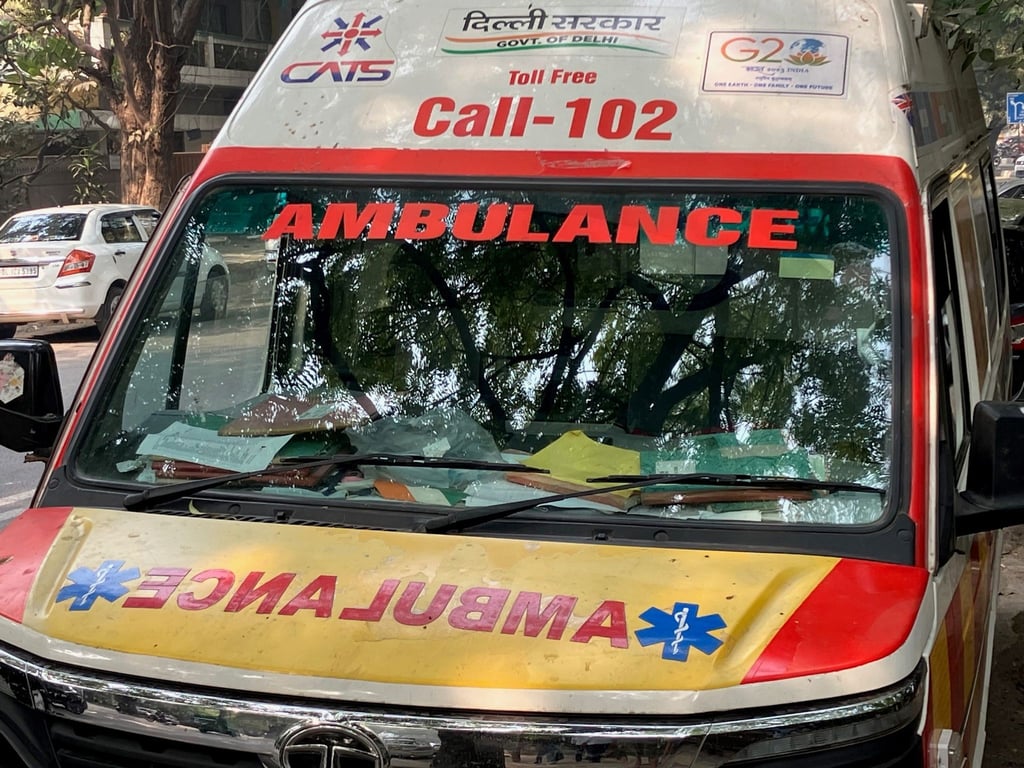 Ein indischer Krankenwagen steht am Straßenrand. (Symbolbild)