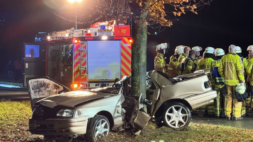 Zuerst fuhr der Mann gegen den Bordstein, dann prallte er gegen den Baum.