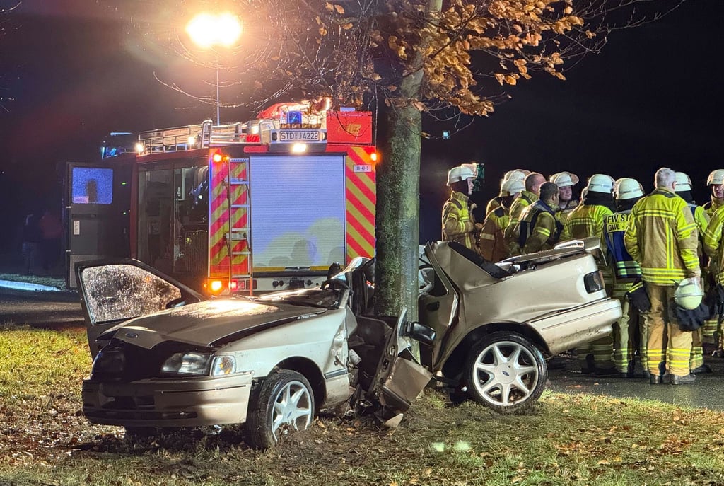 Zuerst fuhr der Mann gegen den Bordstein, dann prallte er gegen den Baum.