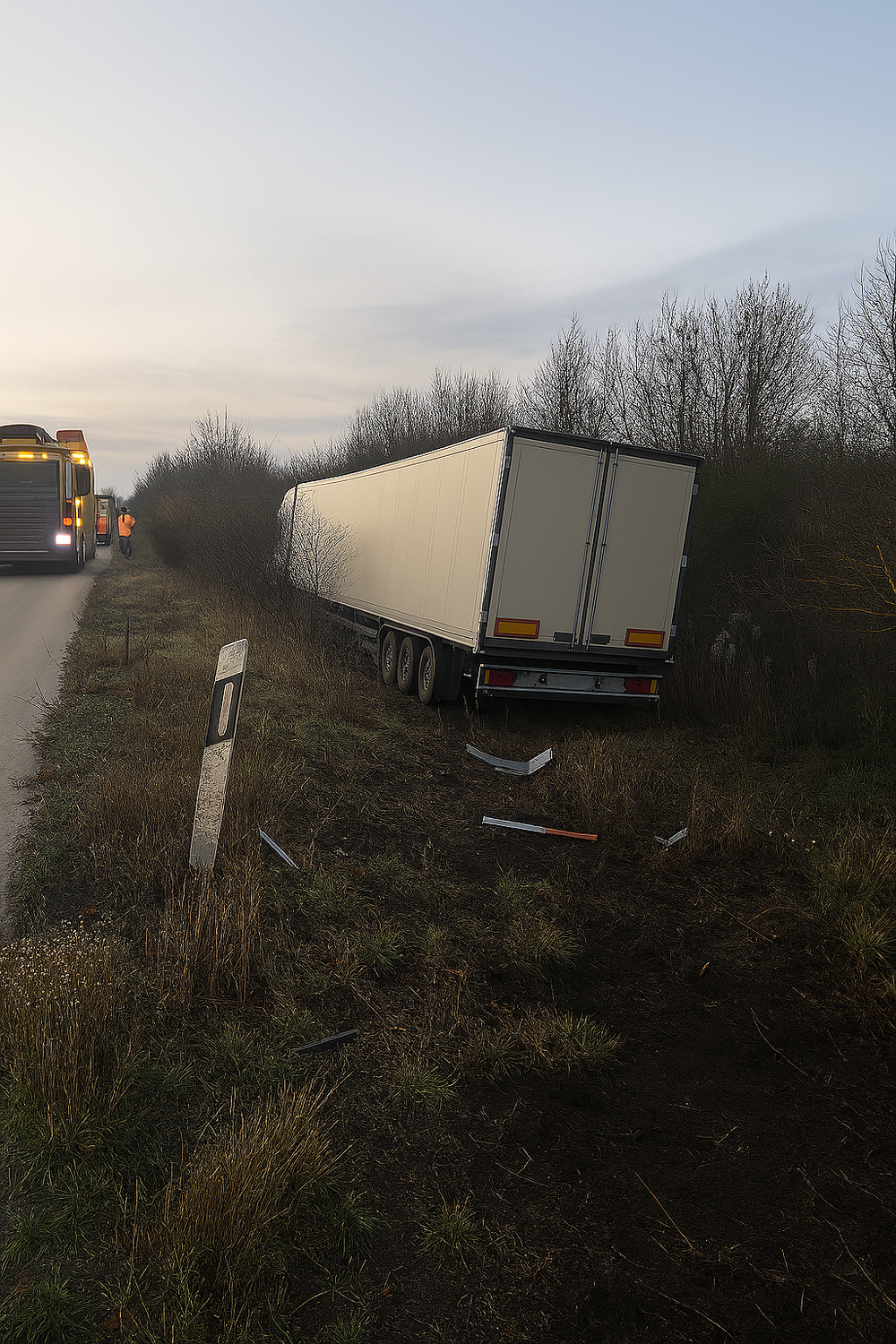 Unfall durch Sekundenschlaf im Salzlandkreis: Lkw kommt auf A14 von Straße ab