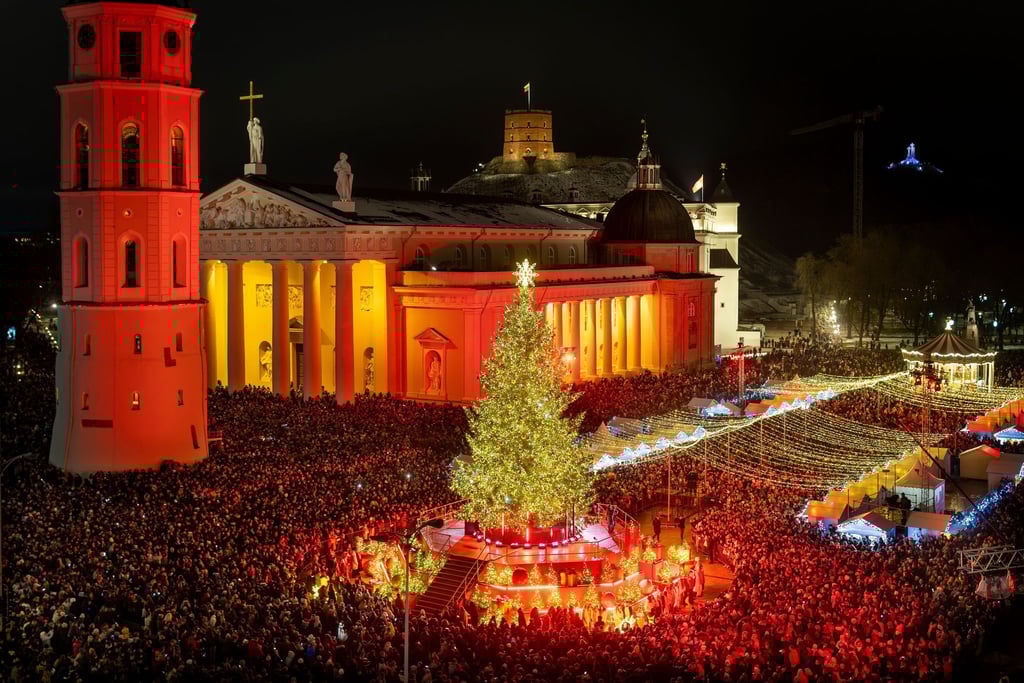 Der nationale Weihnachtsbaum beeindruckt mit einem jährlich neu gestalteten Lichtkonzept, das die litauische Hauptstadt in der Adventszeit erstrahlen lässt. (Archivbild)
