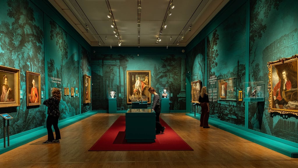 Die Ausstellung „The Grand Tour“ im Mauritshuis zeigt derzeit in einer Sonderausstellung Spitzenstücke aus den Kunstsammlungen von drei britischen Landhäusern, darunter auch das Portrait von Thomas William Coke (M).