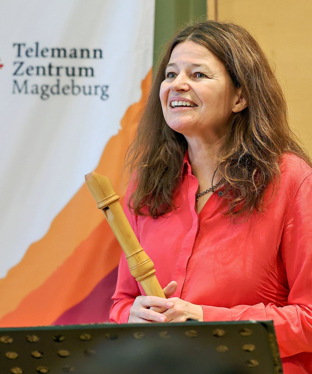 Bockflötistin Dorothee Oberlinger gestern  im Magdeburger Gesellschaftshaus.