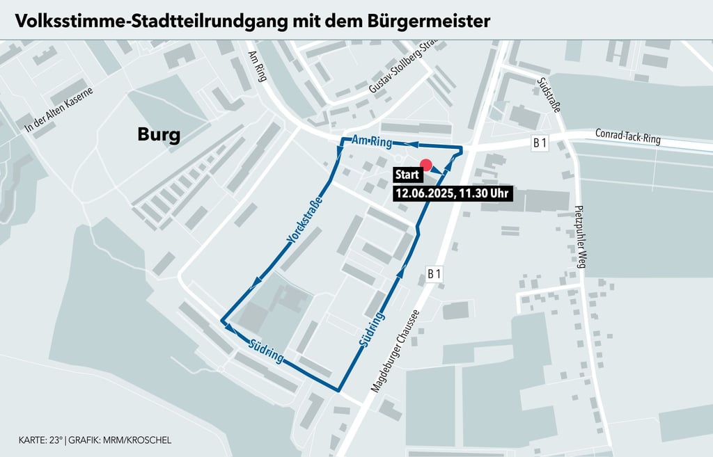 Der Rundgang führt etwa eine Stunde lang durch Burgs Stadtteil Süd. 