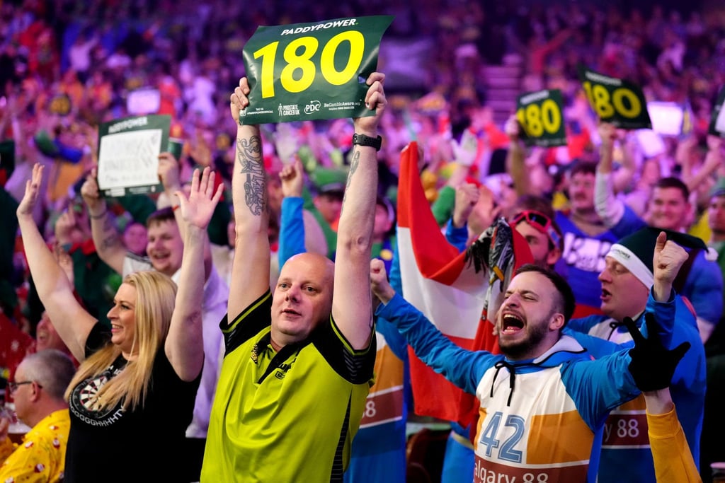 Verkleidete Fans und 180-Schilder: So sieht die WM im Ally Pally aus. (Archivbild)