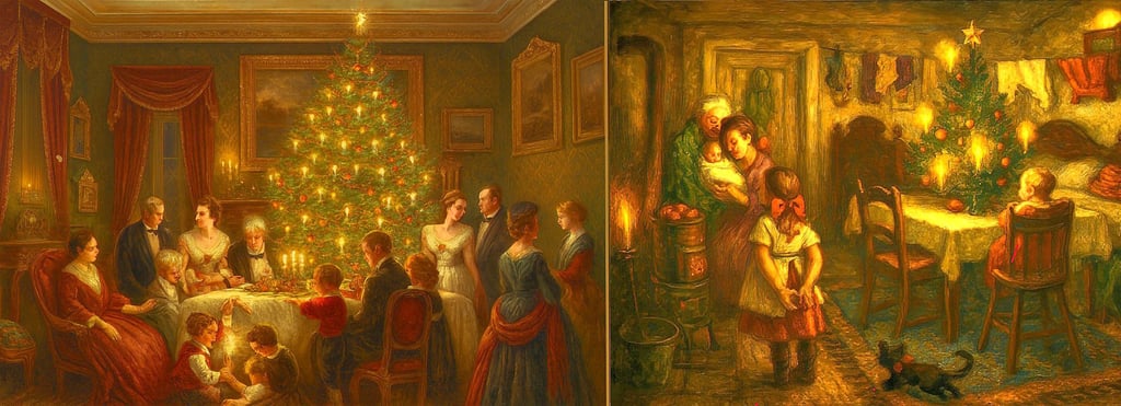 So unterschiedlich üppig wurde Weihnanchten in den Haushalten im 19. Jahrhundert gefeiert. 