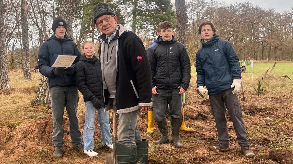 Mit einem genauen Pflanzplan haben Mitglieder des Rotary-Clubs Haldensleben sich eines absterbenden Waldstücks angenommen.
