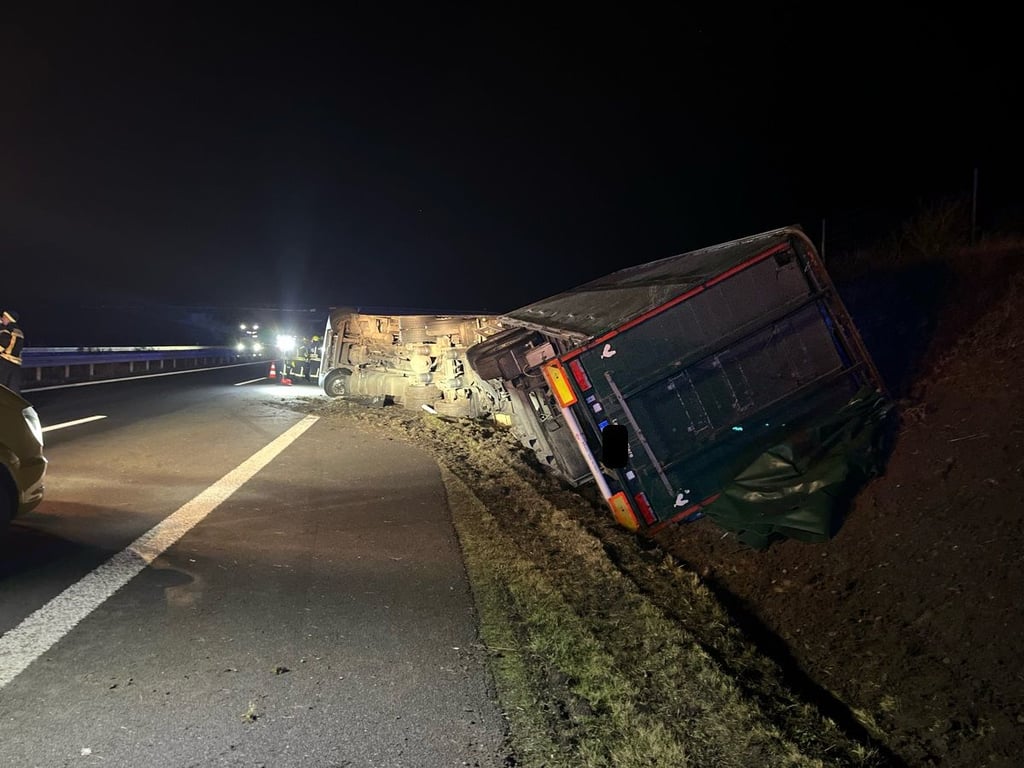 Der Lkw war auf der Autobahn nahe Quedlinburg von der Fahrbahn abgekommen.