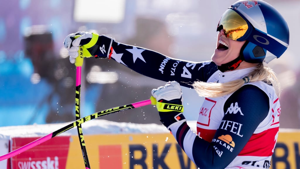 Erleichterung pur: Lindsey Vonn bejubelt ihren insgesamt 83. Weltcup-Sieg.
