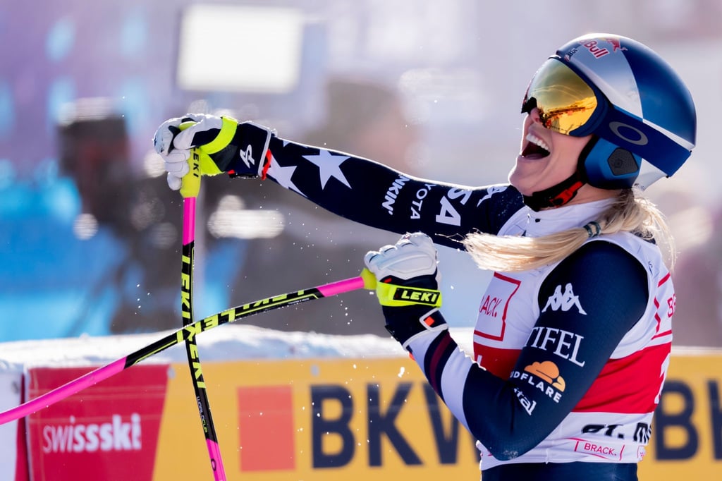 Erleichterung pur: Lindsey Vonn bejubelt ihren insgesamt 83. Weltcup-Sieg.