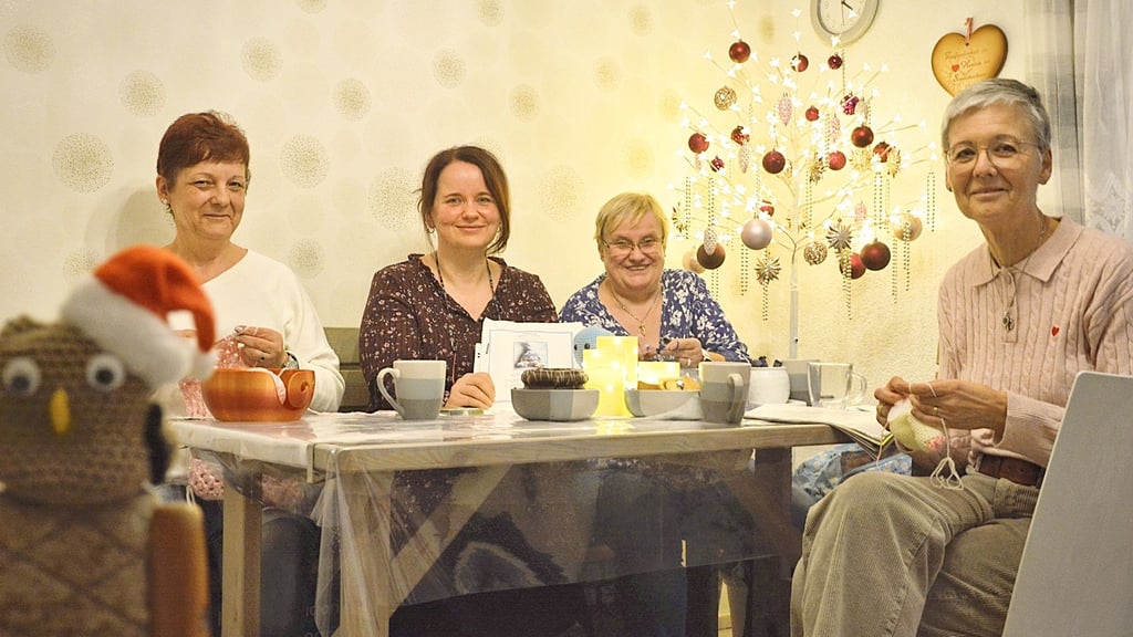 Die Häkeltanten unter anderem um Birgit, Elke, Bea und Iris (von rechts) aus Domersleben widmen sich ausschließlich ehrenamtlichen Projekten. Jetzt suchen sie Kinder, die gern häkeln wollen.