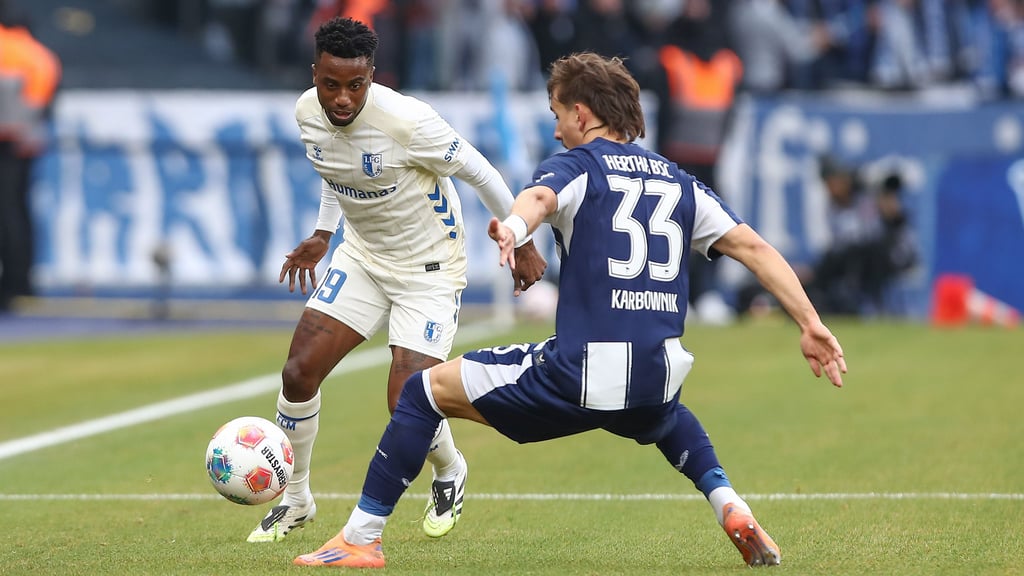 Lubambo Musonda (links) verlässt den 1. FC Magdeburg in der kommenden Woche für den Afrika-Cup.