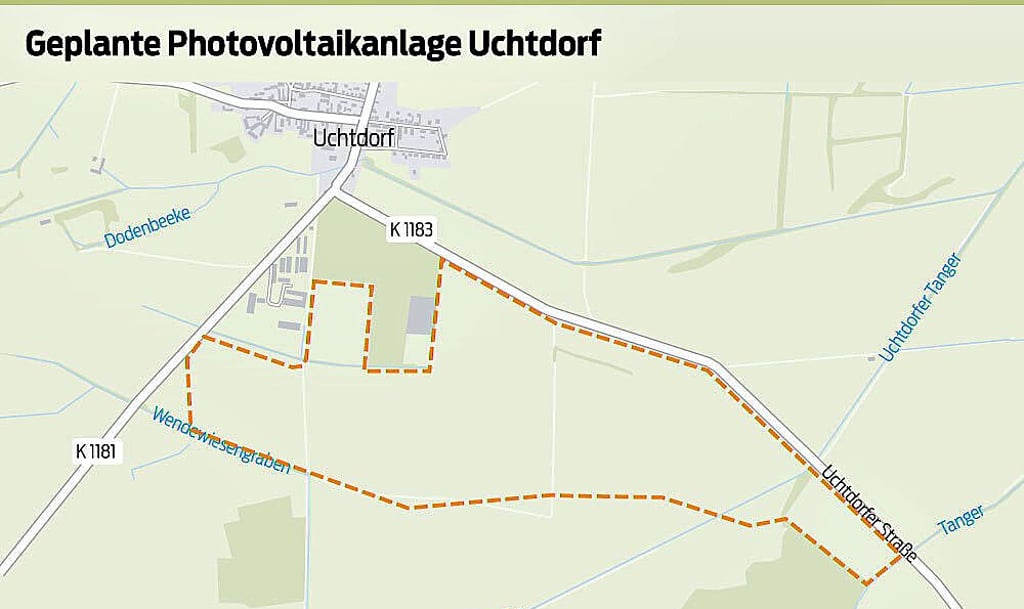 Der geplante Solarpark südlich der Agrargenossenschaft von Uchtdorf soll rund 110 Hektar groß werden. 