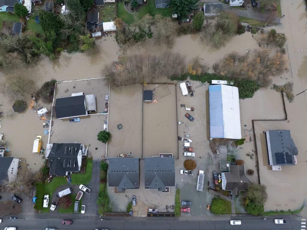 Tagelange Regenfälle hatten heftige Überschwemmungen im Bundesstaat Washington an der US-Westküste ausgelöst.