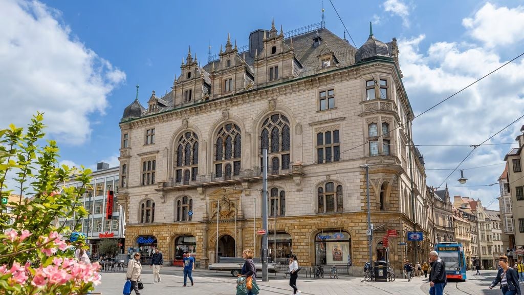 Das denkmalgeschützte Stadthaus am Marktplatz in Halle&nbsp;