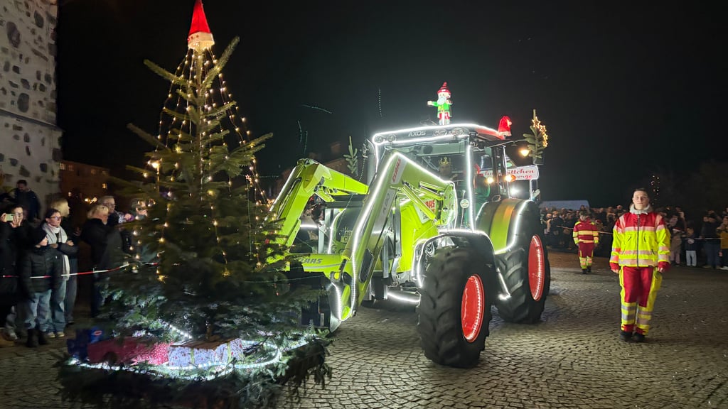 Da wird der Weihnachtsbaum auf die Gabel genommen.