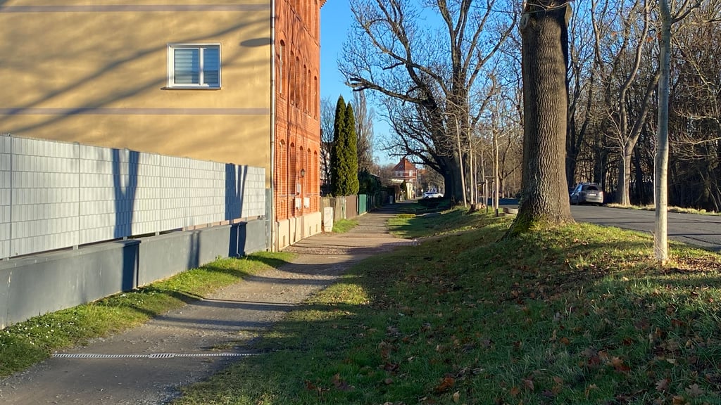 Der Gehweg an der Braunschweiger Straße in Halberstadt verwandelt sich bei Nässe an vielen Stellen in eine Pfützenlandschaft.