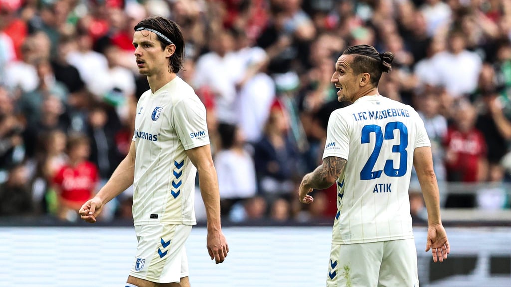 Laurin Ulrich (l.) ist der wertvollste Profi im Kader des 1. FC Magdeburg, während Falko Michel seinen Marktwert zuletzt deutlich steigern konnte.