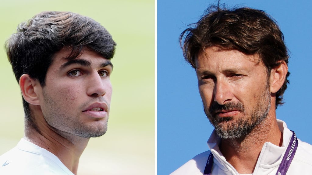 Gehen künftig getrennte Wege: Tennisstar Carlos Alcaraz (l) und Trainer Juan Carlos Ferrero