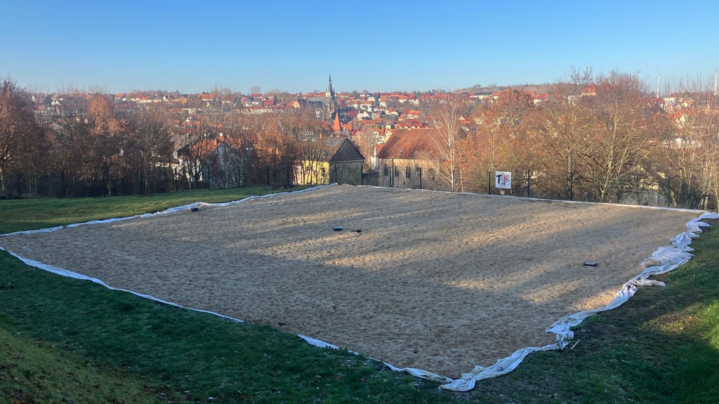 Die neue Beachvolleyballanlage des TVC 99 Eisleben an der Siebenhitze.