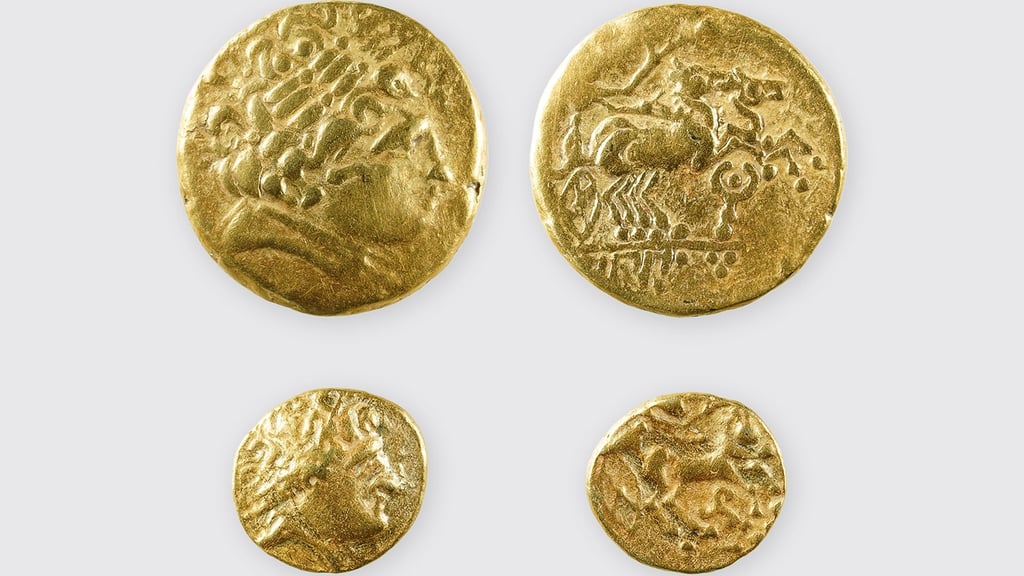 Die Münzen zeigen unter anderem den Kopf des griechischen Gottes Apollon.