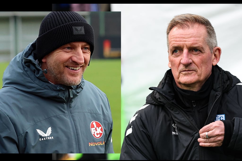 Torsten Lieberknecht, Cheftrainer vom 1. FC Kaiserslautern, und Petrik Sander, Coach vom 1. FC Magdeburg.