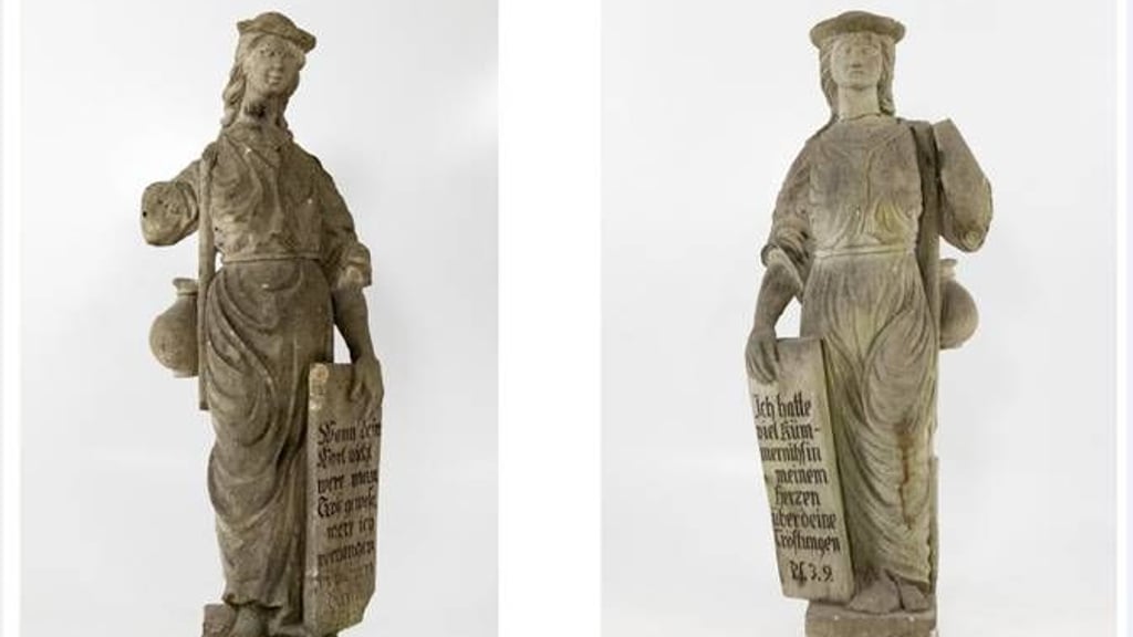 Diese beiden Sandsteinfiguren hatte eine Diebesbande vom Zerbster Frauentorfriedhof gestohlen. 