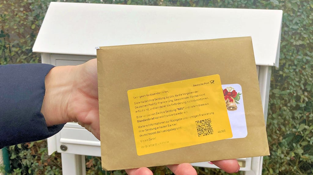 Dieser Brief, einem bei Post/DHL offenbar illegal geöffneten Weihnachtspaket beigelegt, wurde an den Absender in Bernburg zurückgesandt. 