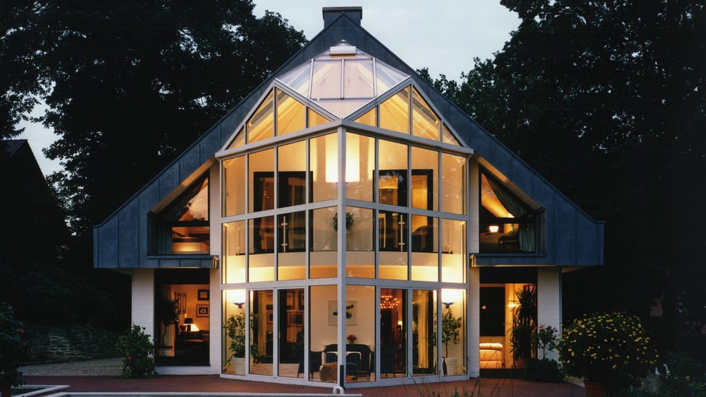 Wichtig bei der Beleuchtung von Wintergärten: Leuchten so platzieren, dass man nicht durch Spiegelungen stark geblendet wird.