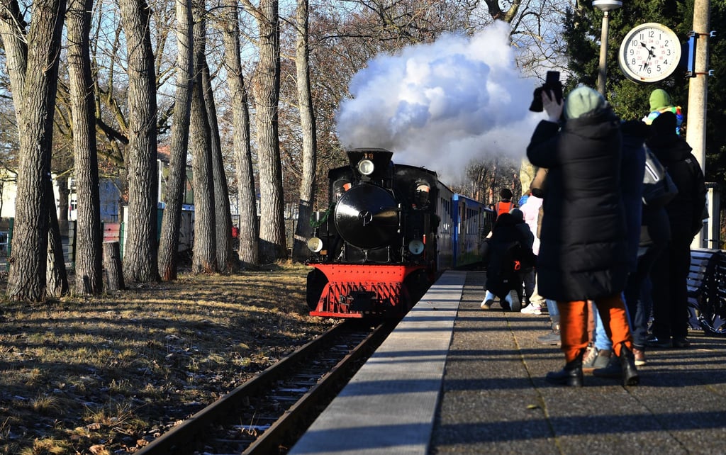 Die Parkeisenbahn war mit viel Dampf im Volkspark Wuhlheide unterwegs.