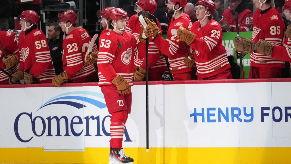 Moritz Seider (53) traf für Detroit im Spiel gegen Toronto. (Archivbild)