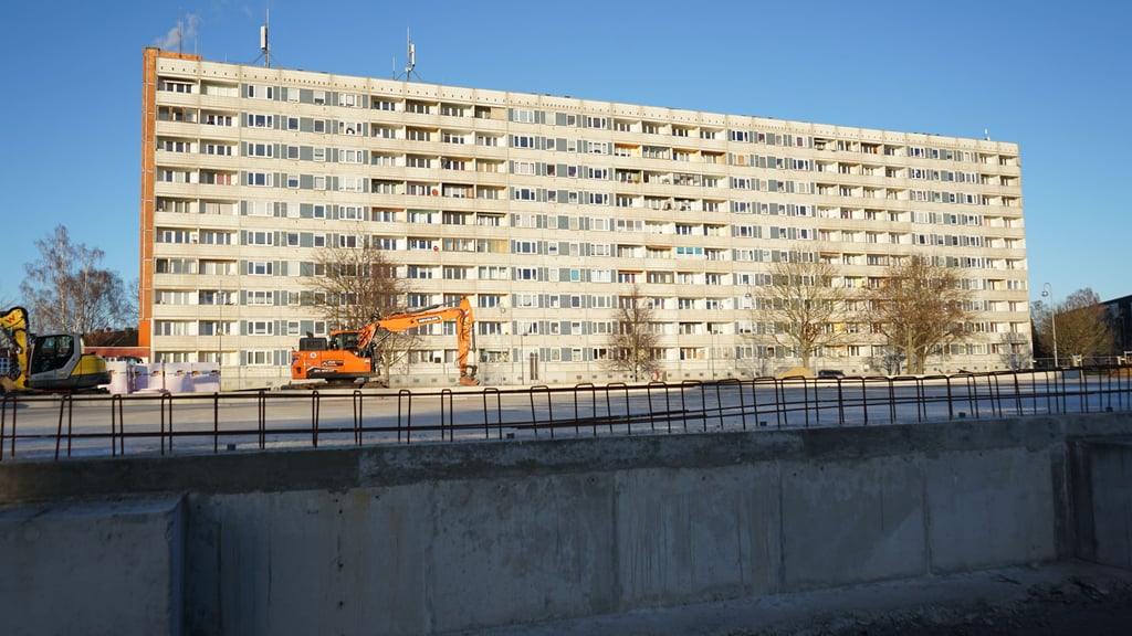 Die Bodenplatte für den neuen Aldi-Markt in Wolmirstedt steht.