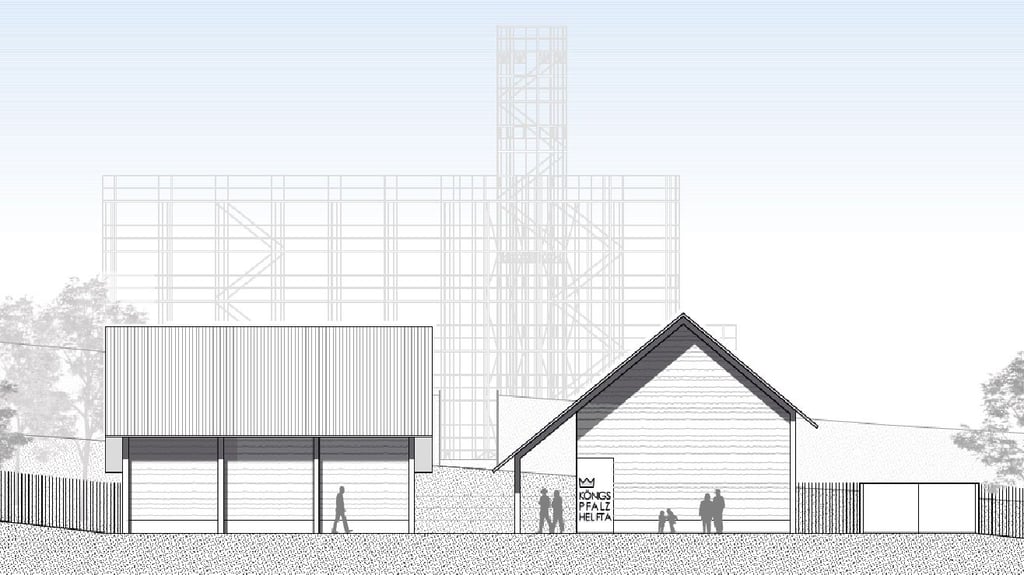 Eine Kunstinstallation soll die Dimension der einstigen Radegundekirche auf der Königspfalz zeigen.