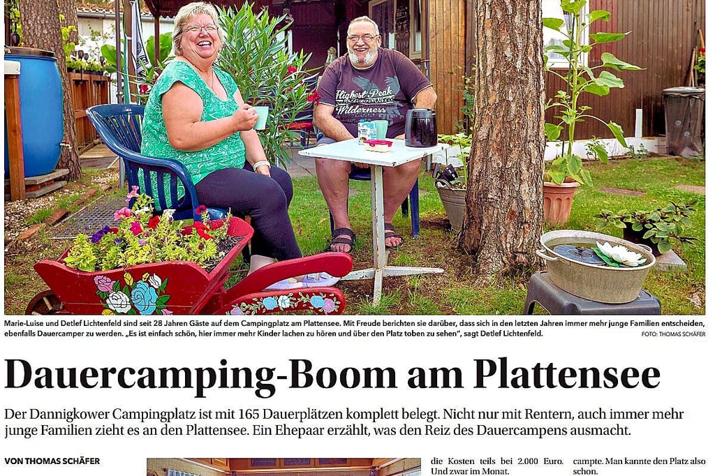 Zu den meistgelesenen Artikeln gehörte auch die Geschichte der Dauercamper Marie-Luise und Detlef Lichtenfeld. Warum sie seit 28 Jahren am Plattensee campen, interessierte rund 24.000 Leser.