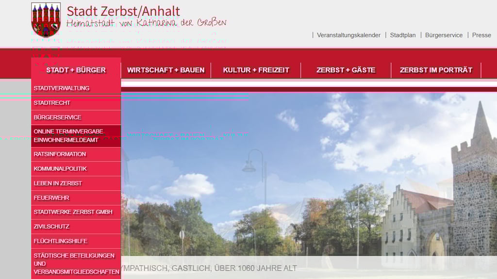 Bislang können auf der Internetseite der Stadt Zerbst nur Termine online gebucht werden. 