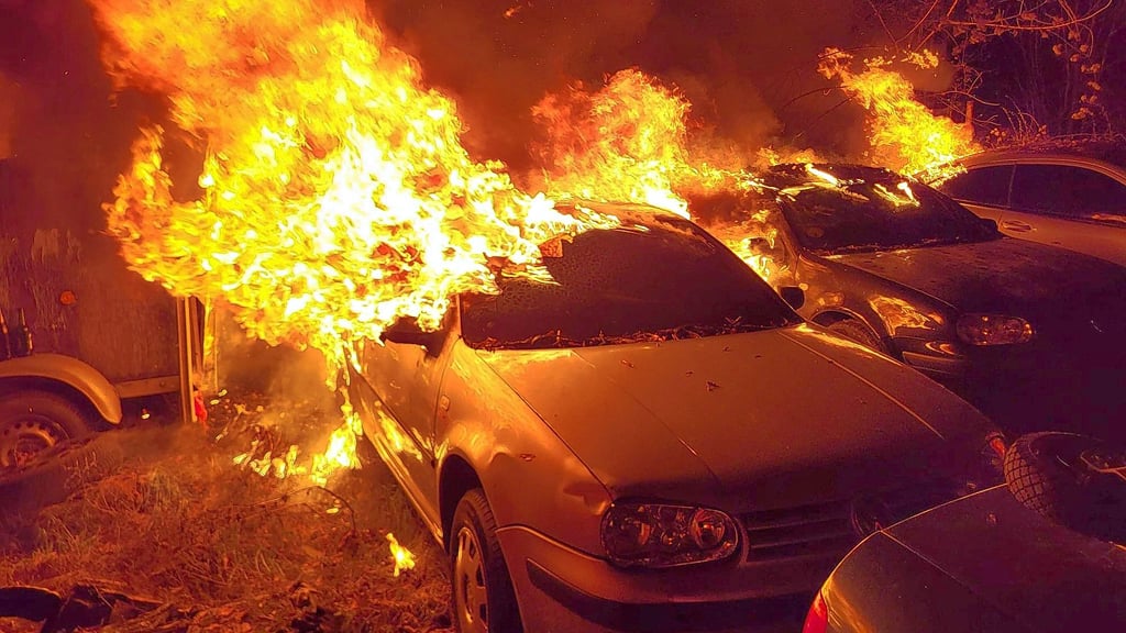 In  Egeln-Nord standen acht Pkw in Flammen. 