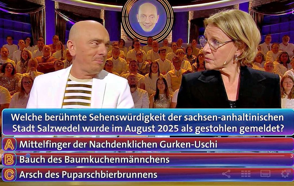  Bernhard Hoëcker und Mariele Millowitsch rätselten in „Wer weiß denn so was?“ über den Puparschbierbrunnen. 