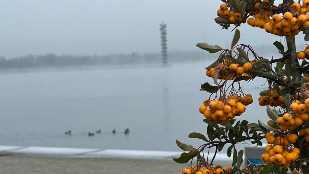 Winterliche Idylle an der Goitzsche mit dem Pegelturm. Doch die Ruhe trügt. Der Stadtrat hät an dem Plan, den Kaufvertrag für den See rückgängig zu machen, fest. Der Streit wird in nächster Instanz vor dem Landgericht ausgetragen. 