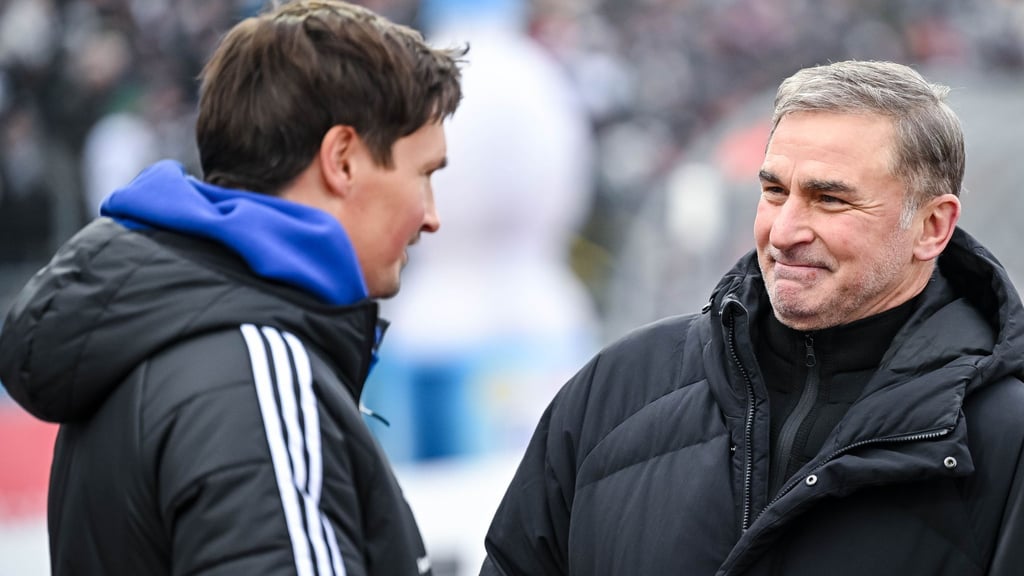 Nicht mehr vereint: HSV-Cheftrainer Merlin Polzin und Sportvorstand Stefan Kuntz (r). (Archivbild)