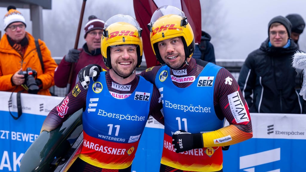 Überzeugten als Zweite in Sigulda: Der deutsche Doppelsitzer Tobias Wendl (r) und Tobias Arlt. (Archivfoto)