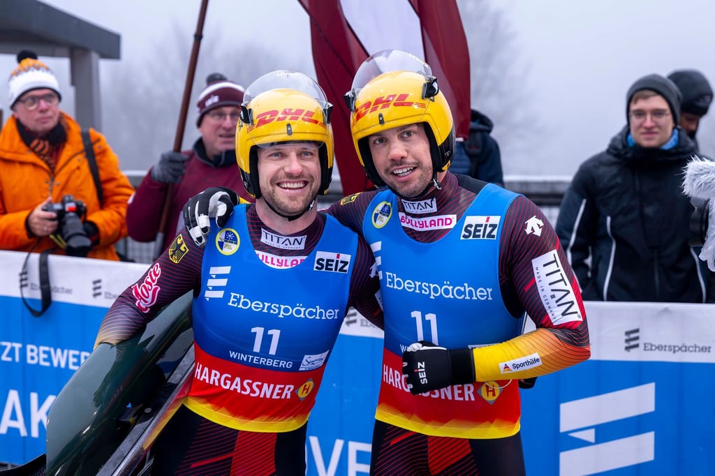 Überzeugten als Zweite in Sigulda: Der deutsche Doppelsitzer Tobias Wendl (r) und Tobias Arlt. (Archivfoto)