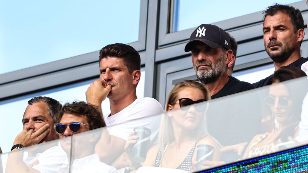 RB-Elefantenrunde mit Marcel Schäfer, Mario Gomez, Jürgen Klopp un Zsolt Löw (v.l.).