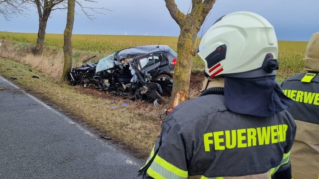 Bei einem schweren Verkehrsunfall zwischen Neugattersleben und Brumby kollidierte ein BMW mit einem Baum. 
