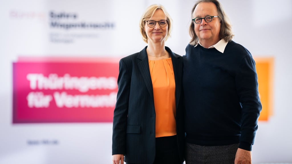 Die Landesvorsitzenden des BSW Thüringen, Katja Wolf und Gernot Süßmuth. (Archivbild)