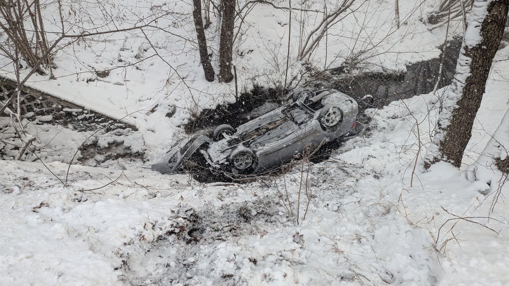 Bei dem Unfall zwischen Königerode und Schielo überschlug sich der Seat Leon und landete im Bachverlauf der "Eine".